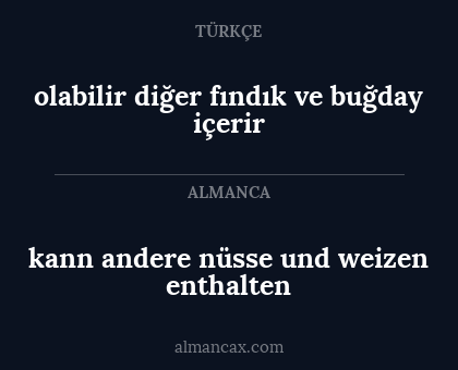 olabilir diğer fındık ve buğday içerir - kann andere nüsse und weizen enthalten