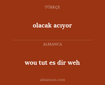 wou tut es dir weh - olacak acıyor