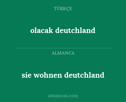 sie wohnen deutchland - olacak deutchland