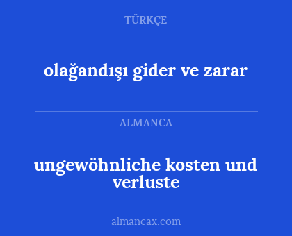 ungewöhnliche kosten und verluste - olağandışı gider ve zarar
