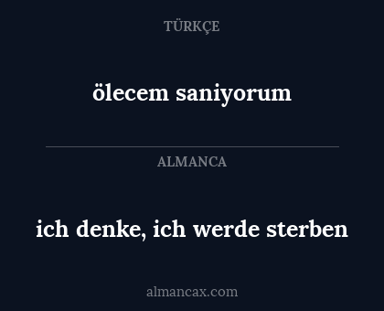 ölecem saniyorum - ich denke, ich werde sterben
