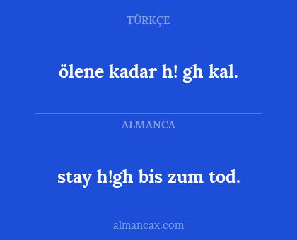 ölene kadar h! gh kal. - stay h!gh bis zum tod.