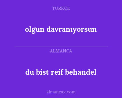 olgun davranıyorsun - du bist reif behandel
