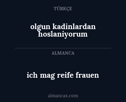 ich mag reife frauen - olgun kadinlardan hoslaniyorum