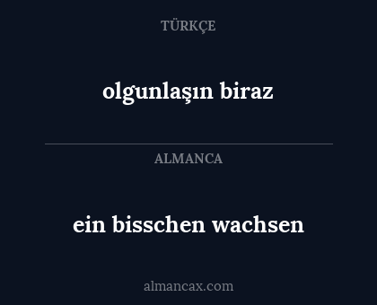 ein bisschen wachsen - olgunlaşın biraz