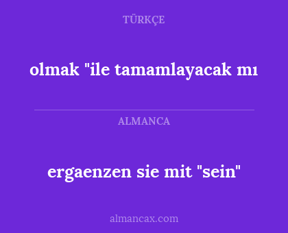 ergaenzen sie mit "sein" - olmak "ile tamamlayacak mı