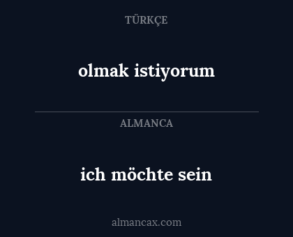 ich möchte sein - olmak istiyorum
