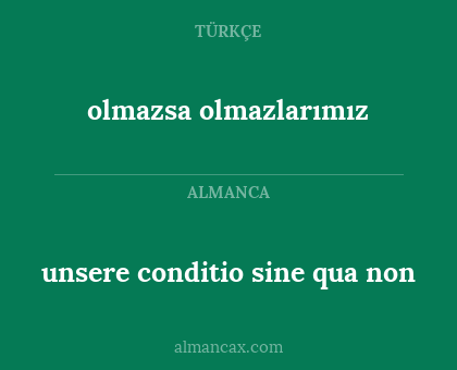 olmazsa olmazlarımız - unsere conditio sine qua non