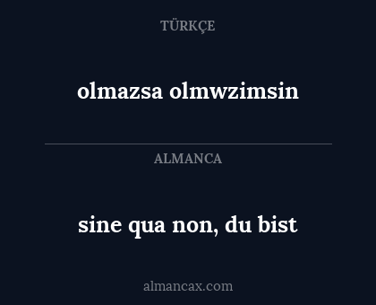 sine qua non, du bist - olmazsa olmwzimsin