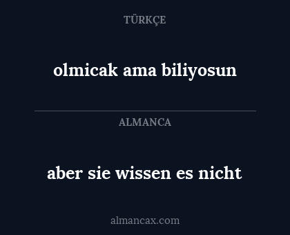 olmicak ama biliyosun - aber sie wissen es nicht