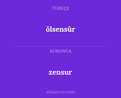 zensur - ölsensür