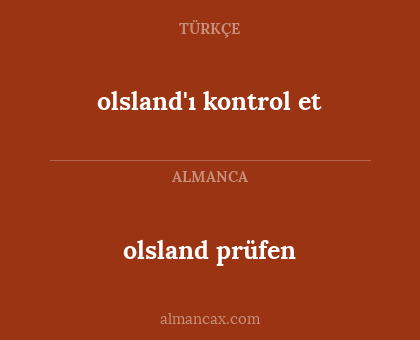olsland prüfen - olsland'ı kontrol et