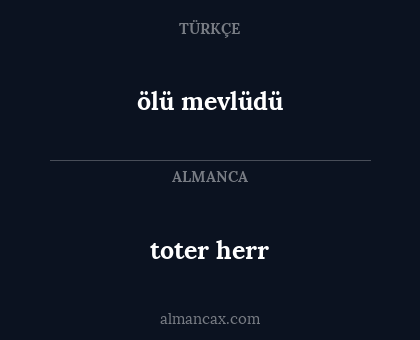 ölü mevlüdü - toter herr