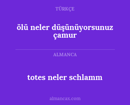 totes neler schlamm - ölü neler düşünüyorsunuz çamur