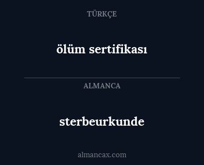sterbeurkunde - ölüm sertifikası