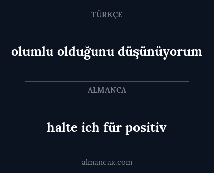 olumlu olduğunu düşünüyorum - halte ich für positiv