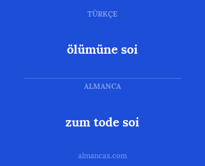 zum tode soi - ölümüne soi