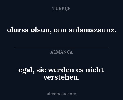 egal, sie werden es nicht verstehen. - olursa olsun, onu anlamazsınız.