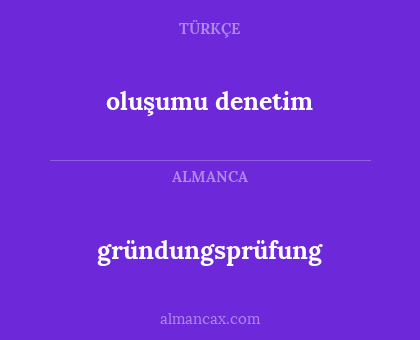oluşumu denetim - gründungsprüfung