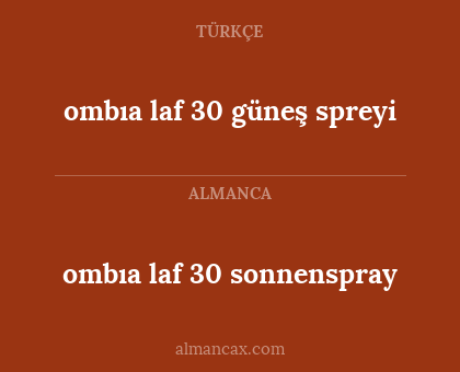 ombıa laf 30 sonnenspray - ombıa laf 30 güneş spreyi