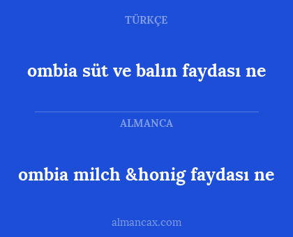 ombia milch &honig faydası ne - ombia süt ve balın faydası ne