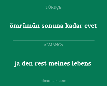 ja den rest meines lebens - ömrümün sonuna kadar evet