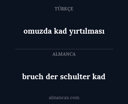 bruch der schulter kad - omuzda kad yırtılması
