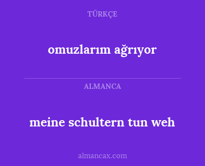 omuzlarım ağrıyor - meine schultern tun weh