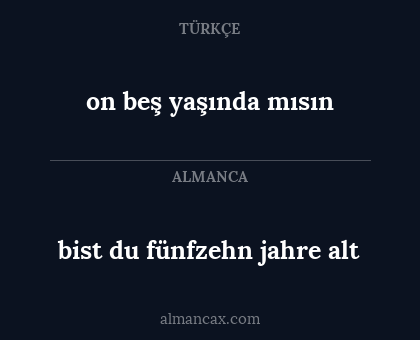 bist du fünfzehn jahre alt - on beş yaşında mısın