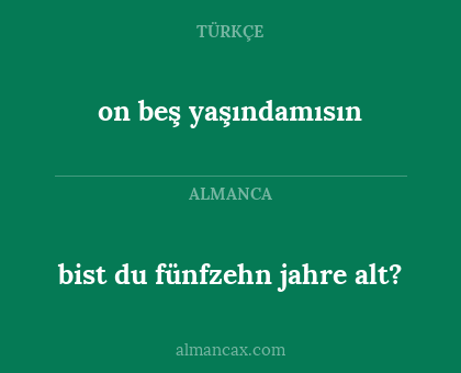 on beş yaşındamısın - bist du fünfzehn jahre alt?