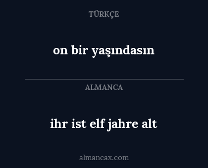 ihr ist elf jahre alt - on bir yaşındasın