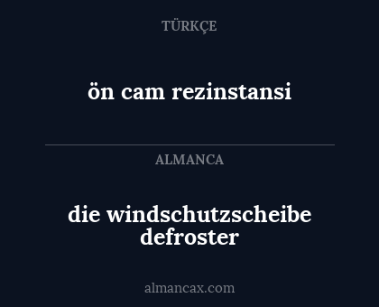 die windschutzscheibe defroster - ön cam rezinstansi