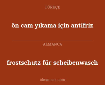 ön cam yıkama için antifriz - frostschutz für scheibenwasch