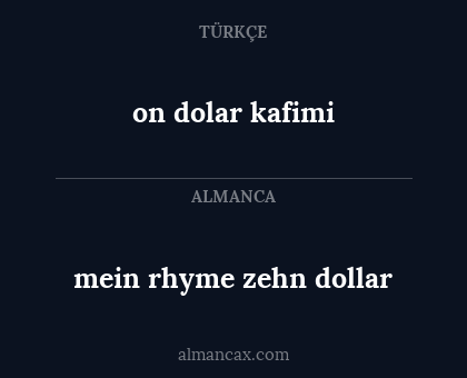 mein rhyme zehn dollar - on dolar kafimi