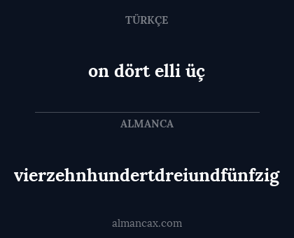 on dört elli üç - vierzehnhundertdreiundfünfzig