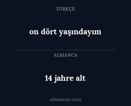 14 jahre alt - on dört yaşındayım