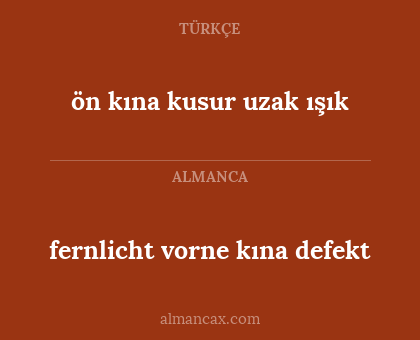fernlicht vorne kına defekt - ön kına kusur uzak ışık