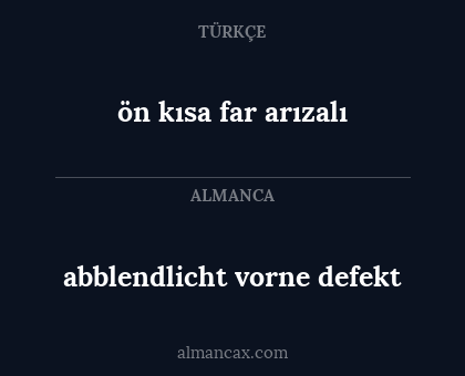ön kısa far arızalı - abblendlicht vorne defekt