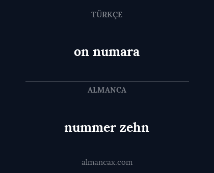 on numara - nummer zehn