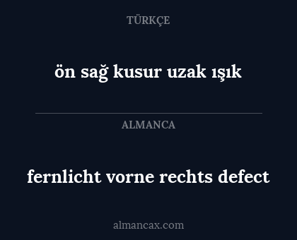 fernlicht vorne rechts defect - ön sağ kusur uzak ışık