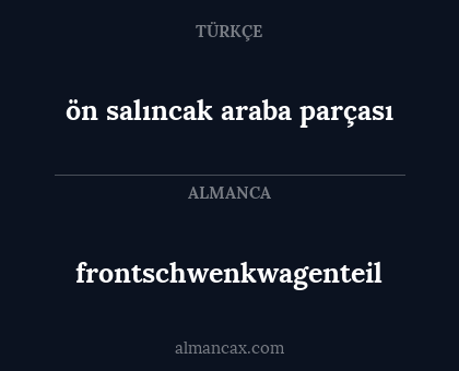 frontschwenkwagenteil - ön salıncak araba parçası