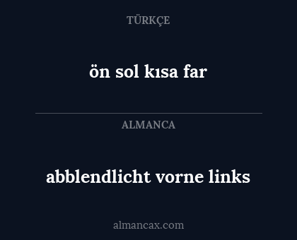 ön sol kısa far - abblendlicht vorne links