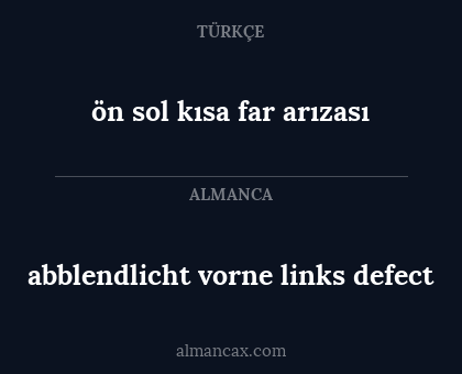 ön sol kısa far arızası - abblendlicht vorne links defect