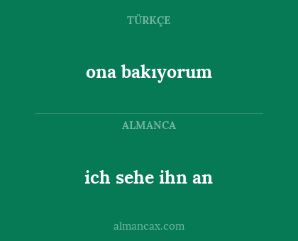 ich sehe ihn an - ona bakıyorum