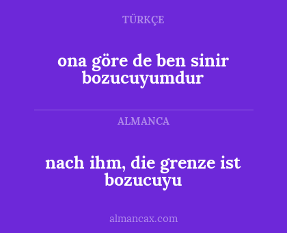 nach ihm, die grenze ist bozucuyu - ona göre de ben sinir bozucuyumdur