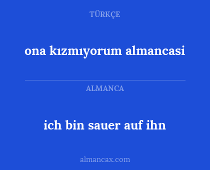ona kızmıyorum almancasi - ich bin sauer auf ihn