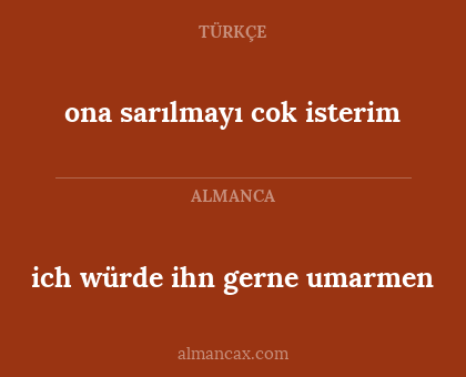 ich würde ihn gerne umarmen - ona sarılmayı cok isterim