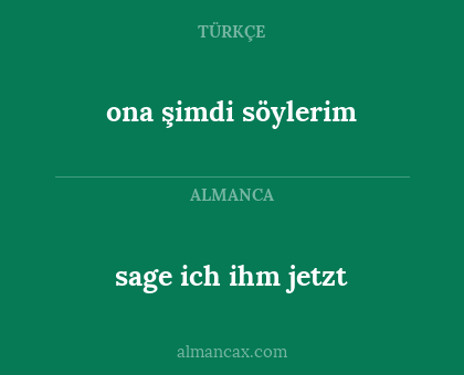 ona şimdi söylerim - sage ich ihm jetzt