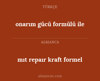 mıt repaır kraft formel - onarım gücü formülü ile