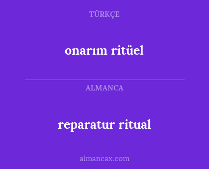 reparatur ritual - onarım ritüel